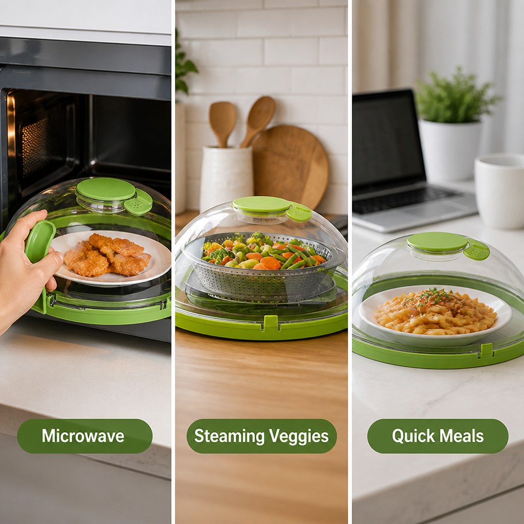 Splatteriva™ Micro-ondes Transparent 10" — Conservez les Nutriments et Évitez le Désordre pour des Repas Plus Sains et Savoureux à Chaque Fois