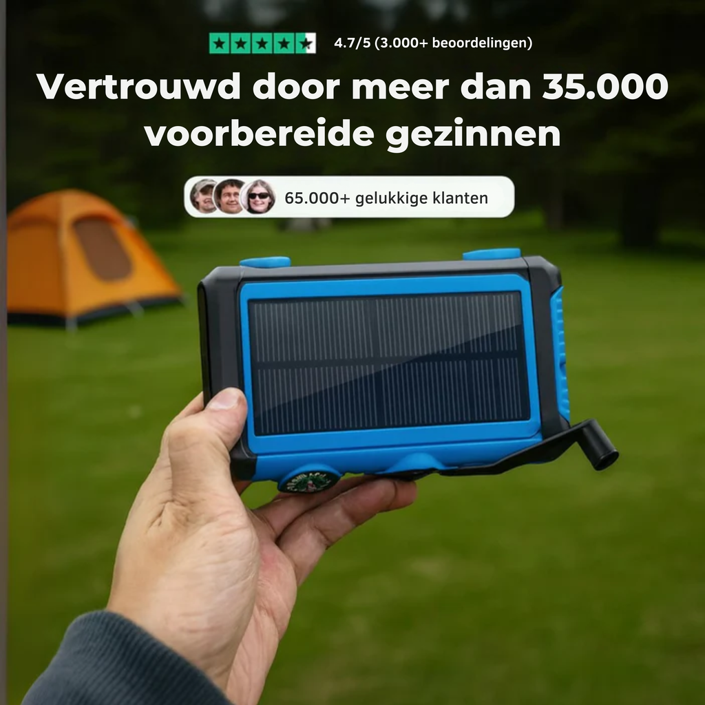Batterie Externe Solaire Sans Fil avec Poignée de Recharge