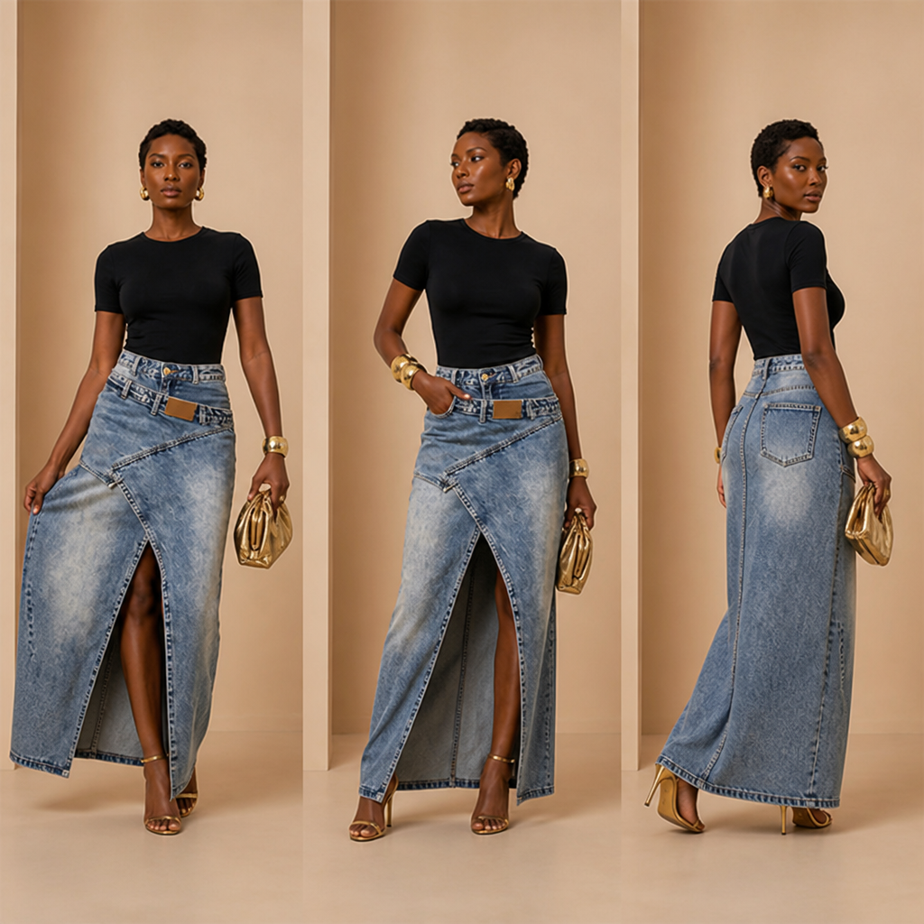 Jupe Maxi SuraDenim™ — Commandez Chaque Salle avec Confiance, Élégante et Sans Effort