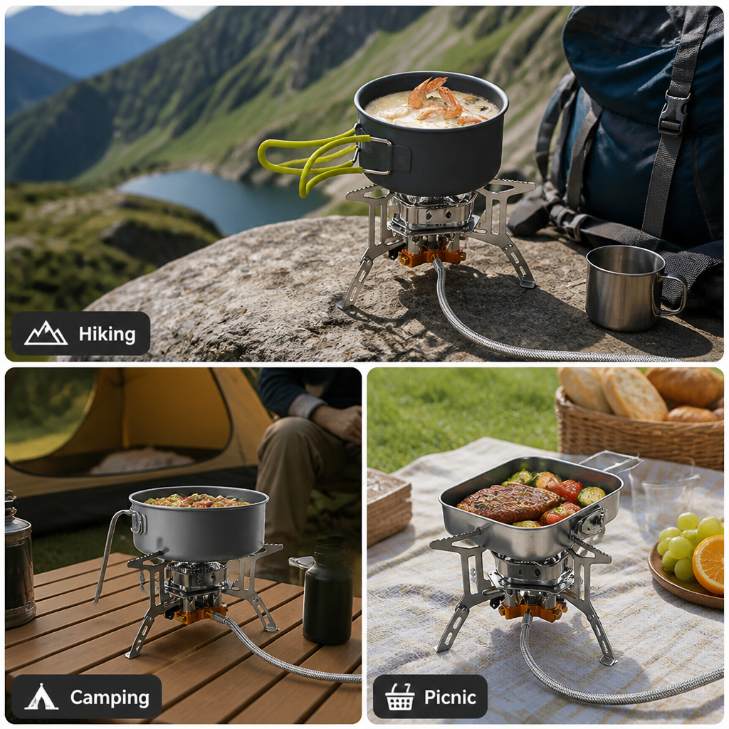 Réchaud de Camping BlazeRoam™ 5800W — Allumez la Liberté et Nourrissez Vos Aventures les Plus Sauvages Plus Rapidement
