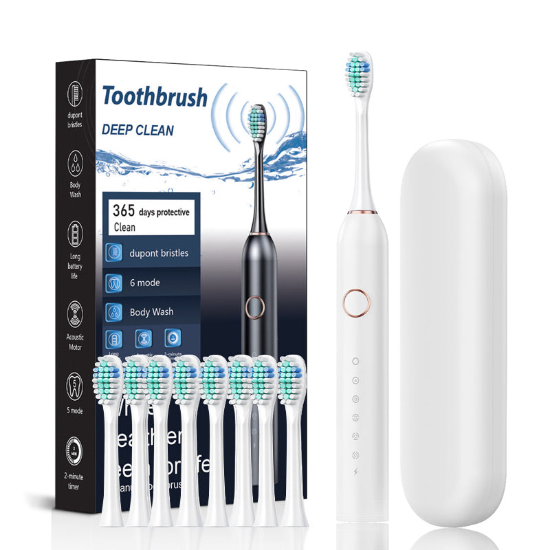 Skanto | Brosse à Dents Électrique Sonique | 6 Modes & Étanchéité IPX7 | Blanc, Noir, Rose