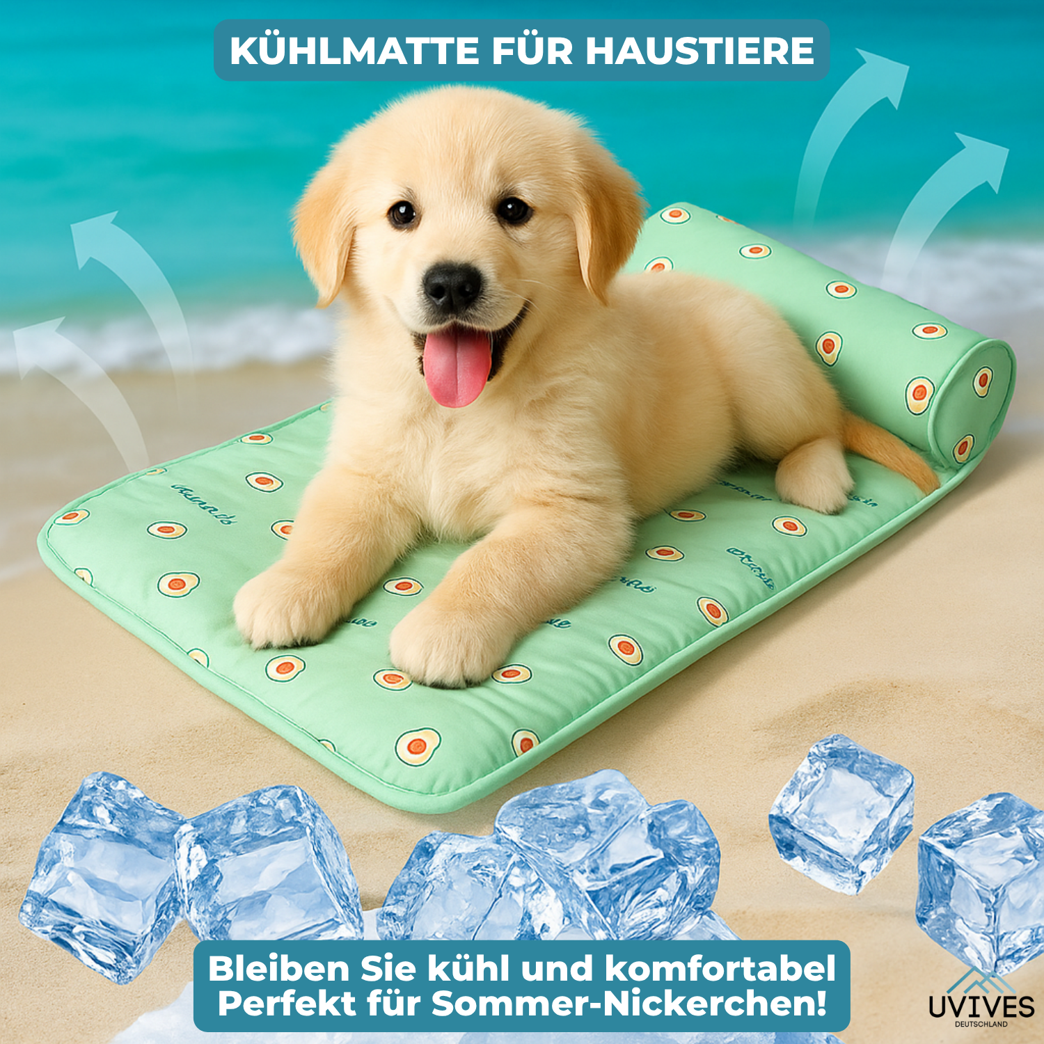 Tapis rafraîchissant pour chiens et chats | Soie glacée auto-refroidissante | Lavable et pliable | CoolPetty