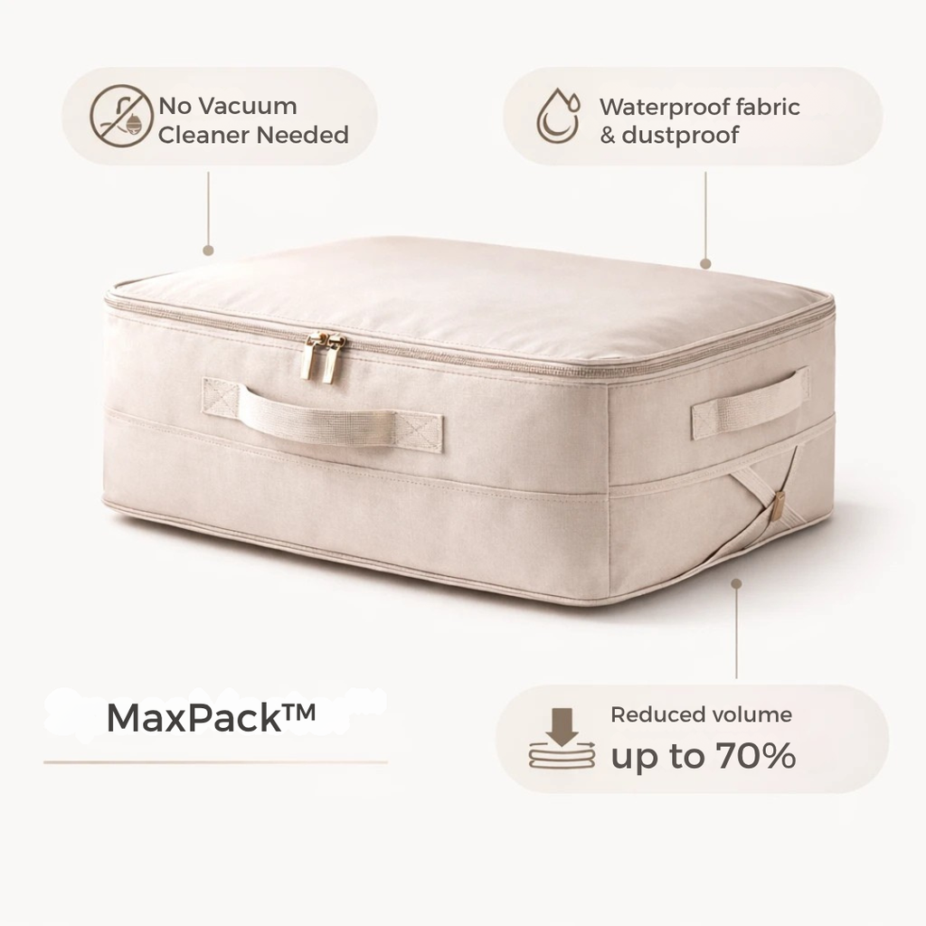 MaxPack™ — Écrasez le désordre rapidement et protégez vos affaires avec une compression robuste et étanche