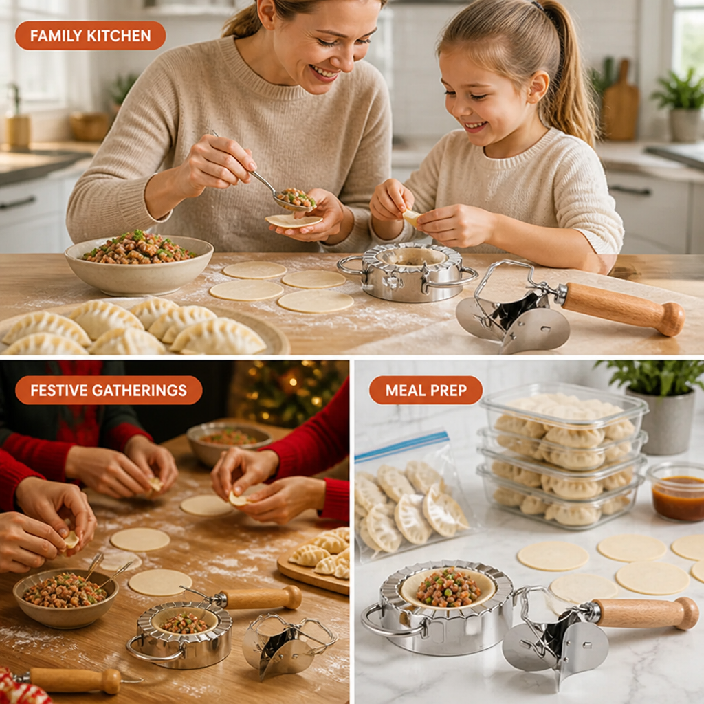 Dumpliva™ Ensemble de coupeurs à raviolis et pâte en acier inoxydable — Des raviolis parfaits sans effort qui transforment votre cuisine en une célébration