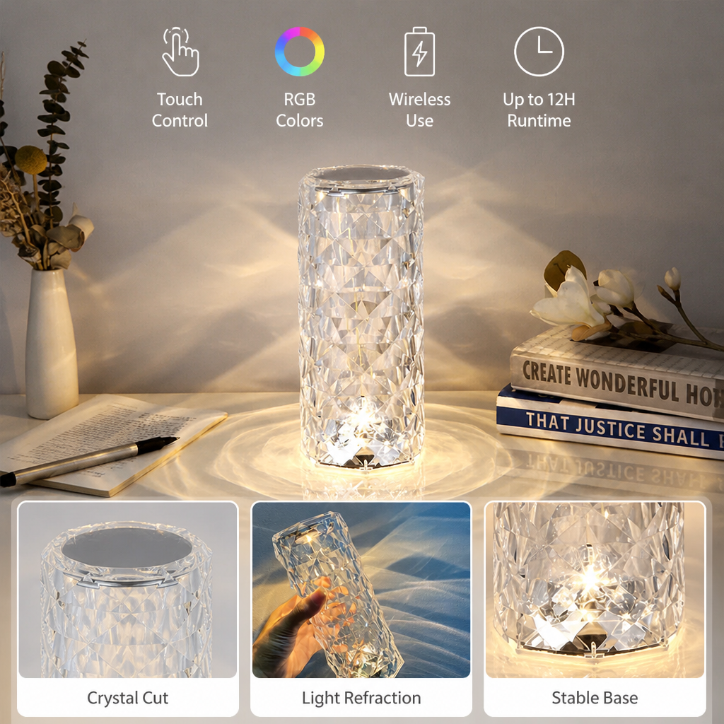 AuraLume™ Lampe Prismatique — Transformez Instantanément N'importe Quel Espace en Votre Havre de Bien-Être Personnel