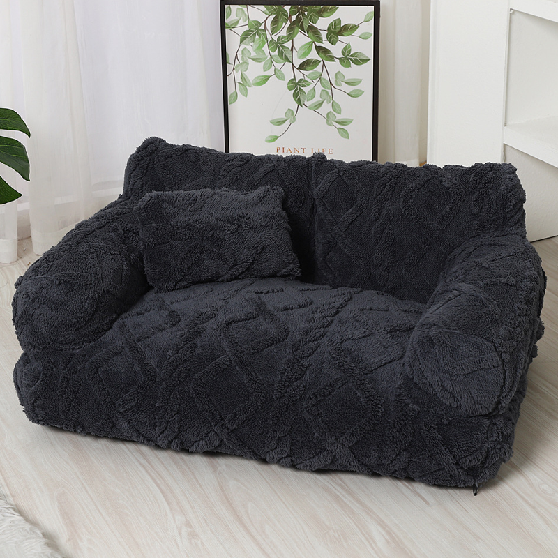 Lit pour chien en canapé confortable avec bord surélevé – Design en peluche douce