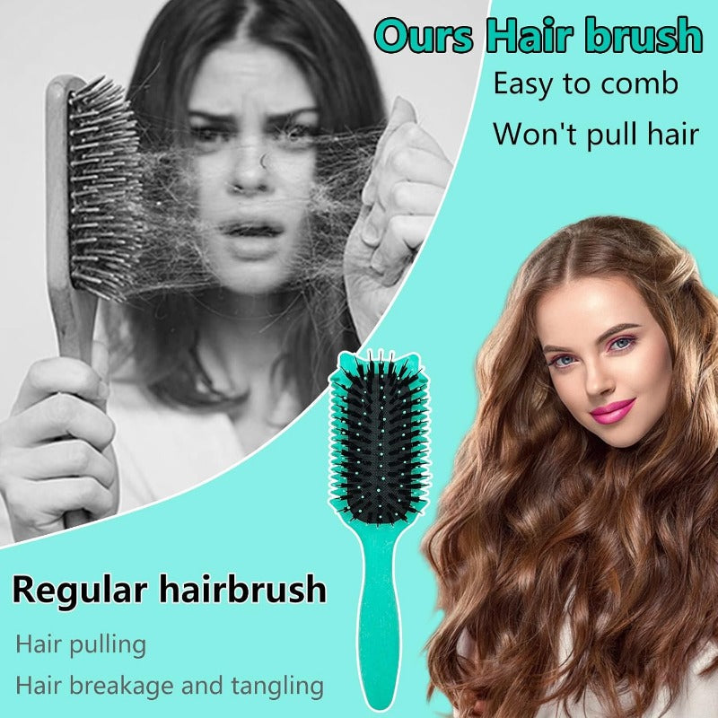 Brosse de Coiffage Multifonctionnelle pour Cheveux Bouclés – Démêler, Définir & Lisser