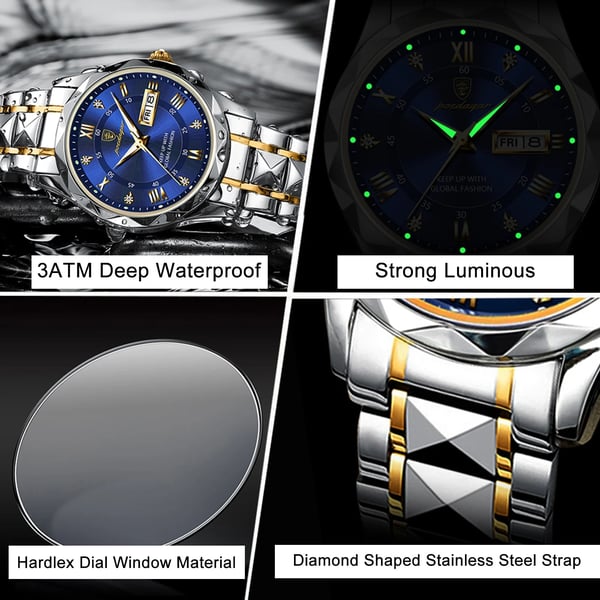 Montre-bracelet de luxe pour hommes, étanche, de la marque haut de gamme avec fonction lumineuse