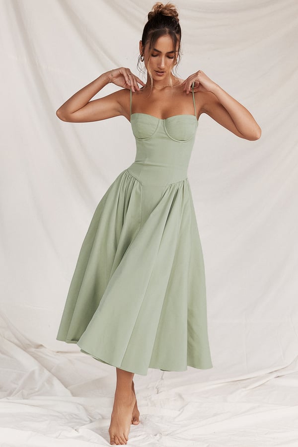Vivi™ | Robe midi sans manches avec coupe corset