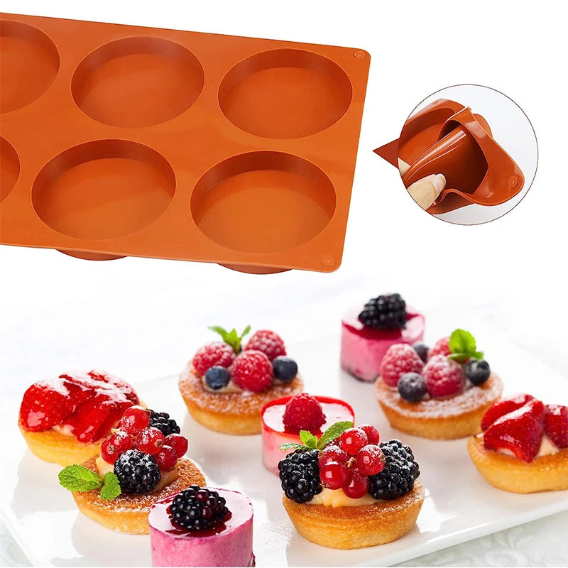 Moule en Silicone Flexible avec 6 Cavités – Moule Rond Antiadhésif pour Cuisson
