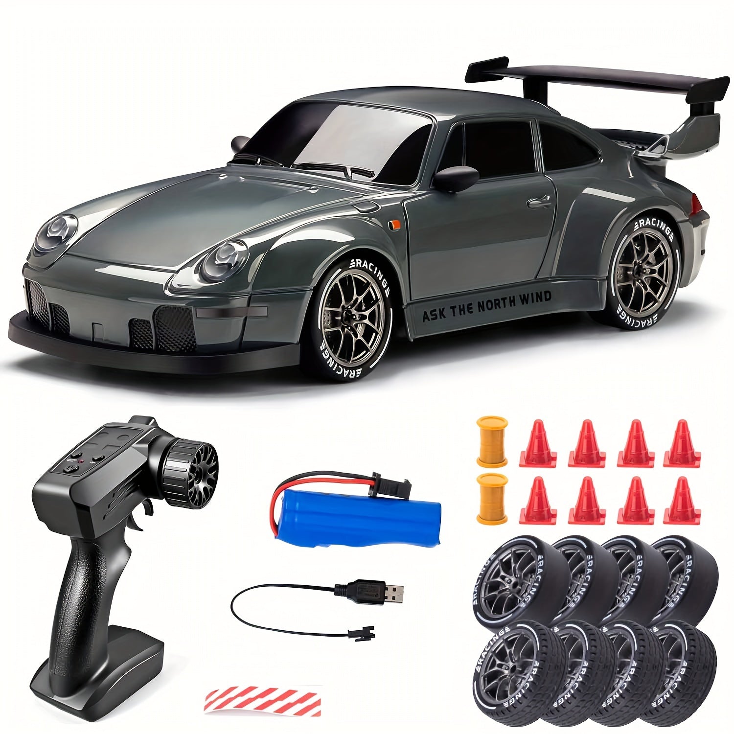 Skanto | Voiture de Drift RC Ultime 1:24 avec Roues LED – Jouet de Course Rechargeable 4WD