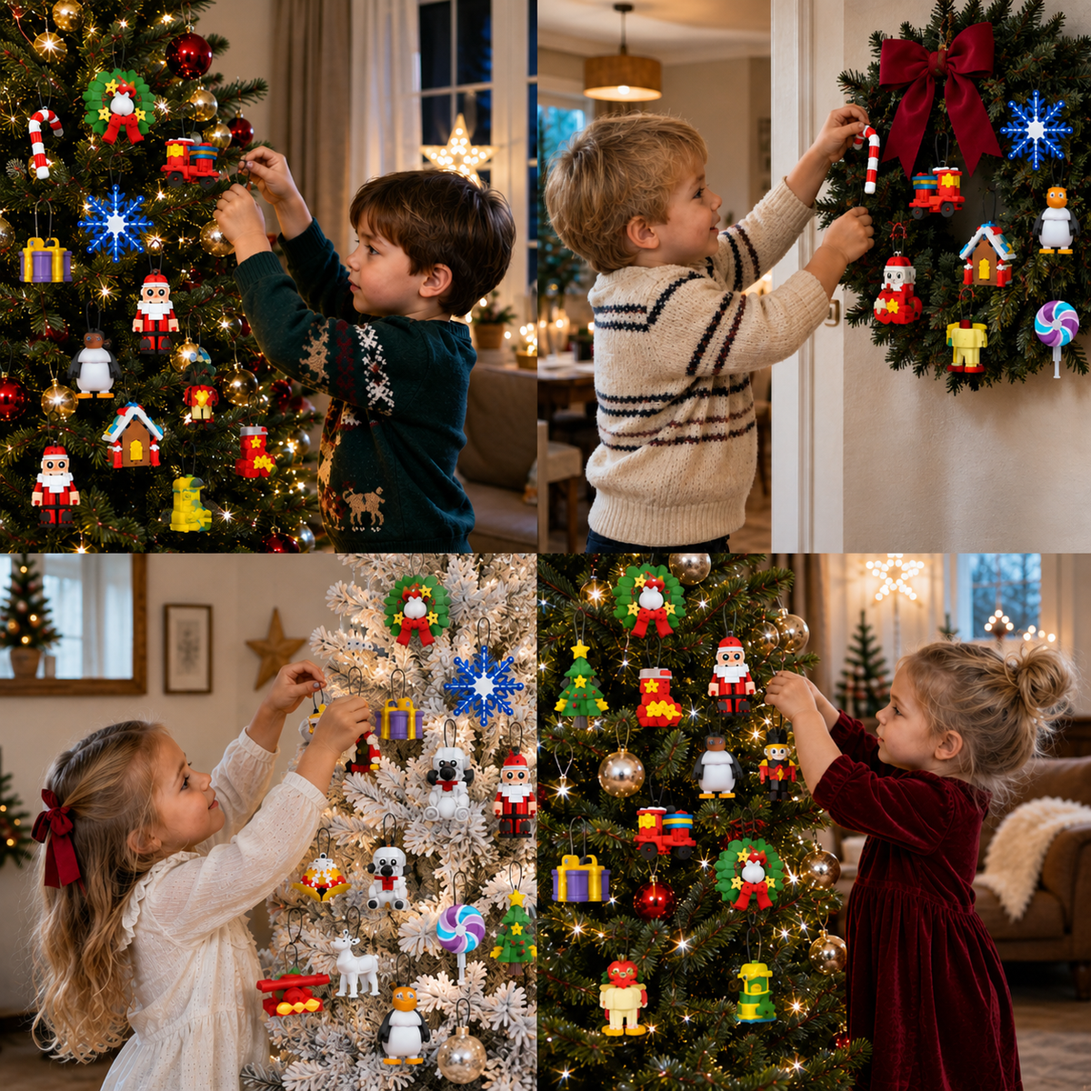 Calendrier de l'Avent en Blocs de Construction d'Ornements de Noël