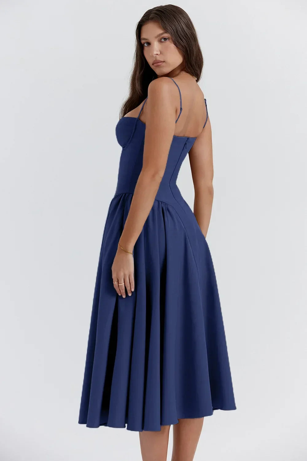 Vivi™ | Robe midi sans manches avec coupe corset