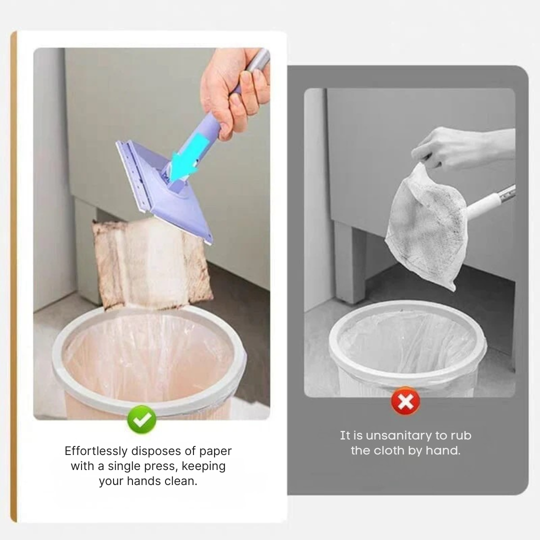 Nettoyant de Sol | Mop Plat avec Tête Rotative à 360° | Remplacement de Pad Sans Contact | MopMate