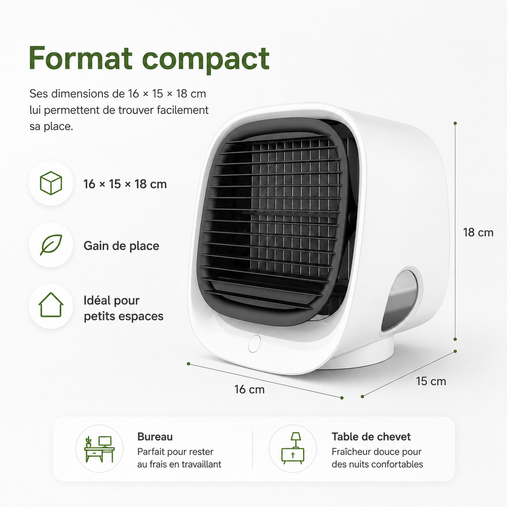 Refroidisseur d'air et humidificateur 2-en-1 – Pour un climat intérieur optimal