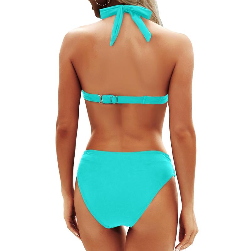 Ensemble de Bikini Deux Pièces Flatteur – Halter Push-Up & V-Cut Twist