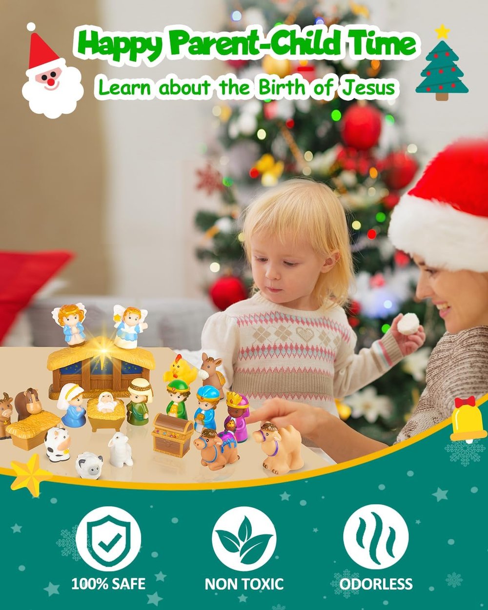 HeiligeNacht | Calendrier de l'Avent Crèche de Noël 2025 25 Pièces Décoration Festive