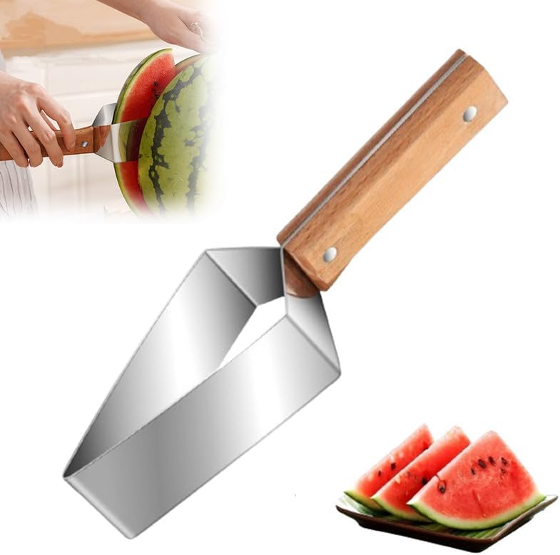 slicer de pastèque à trois lames avec poignée en bois