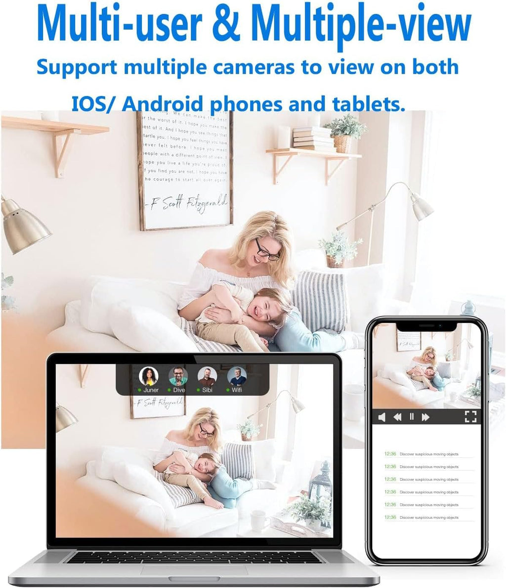 Caméra de Surveillance Intérieure | Détection de Mouvement & Vision Nocturne | Wi-Fi Intégré | SecureView