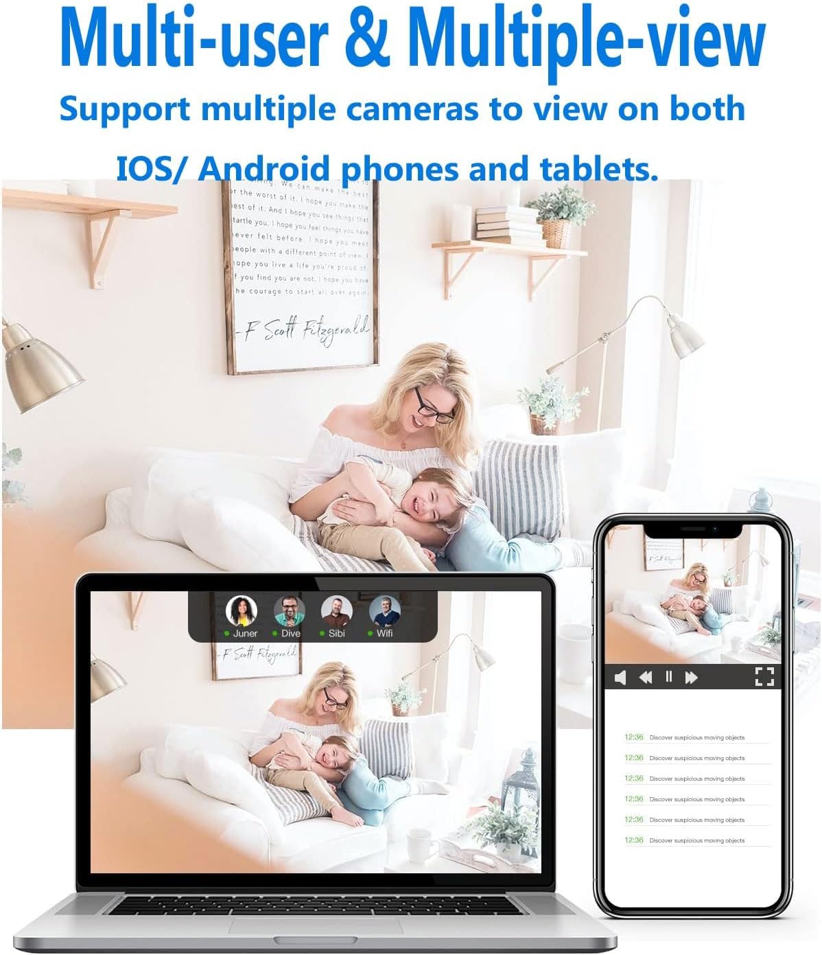 Caméra de Surveillance Intérieure | Détection de Mouvement & Vision Nocturne | Wi-Fi Intégré | SecureView