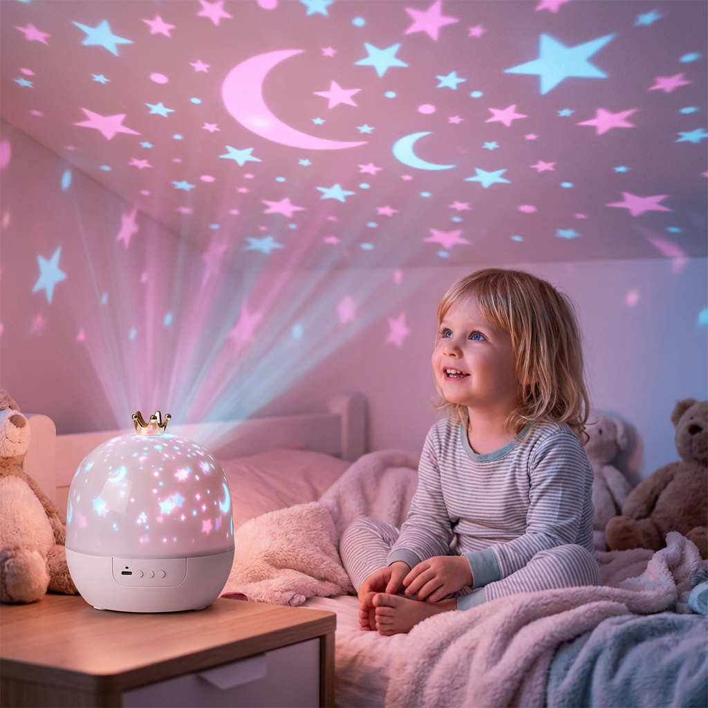 Lampe de nuit et projecteur 2-en-1 pour enfants