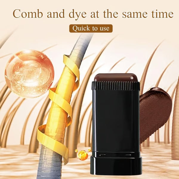 Bâton de couleur pour racines 1+1 gratuit | RacineFix™ Couverture des cheveux gris avec applicateur peigne | Couleur de cheveux rapide pour les déplacements