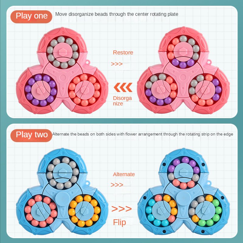 Kletshuts™ SensoryToy - 2 en 1 Rubiks Kubus / Magische Boon Gyro Fidget Spinner