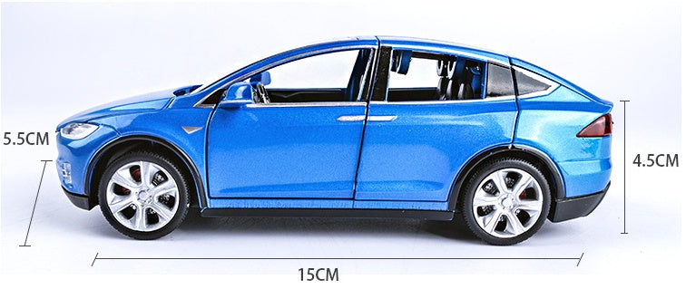Modèle de voiture Tesla Model X à traction arrière avec fonctionnalités sonores et lumineuses | Jouet à l'échelle 1:32 pour les enfants de 3 à 6 ans