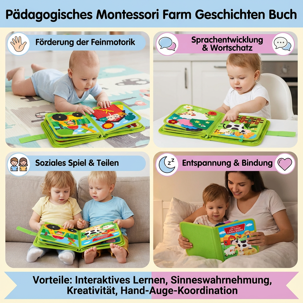 Livre d'histoires pédagogiques Montessori sur la ferme