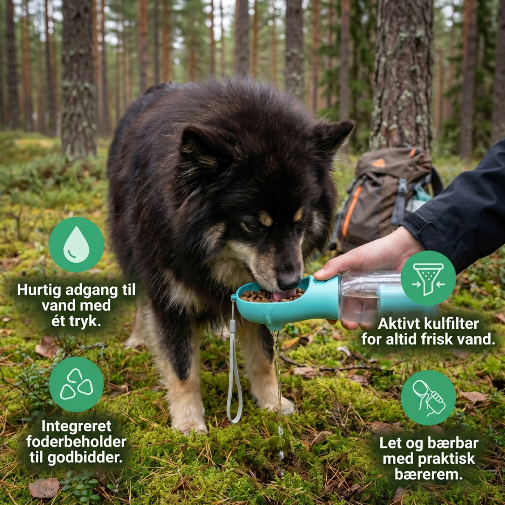 Bouteille d'eau 3-en-1 pour chien avec conteneur de nourriture