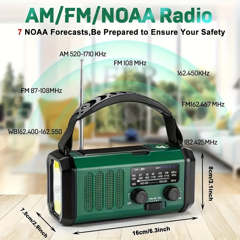 StormMate X10 Radio d'urgence avec powerbank de 10.000 mAh | Solaire, manivelle & USB-C | Lumière LED, alarme SOS & boussole | AM/FM/NOAA