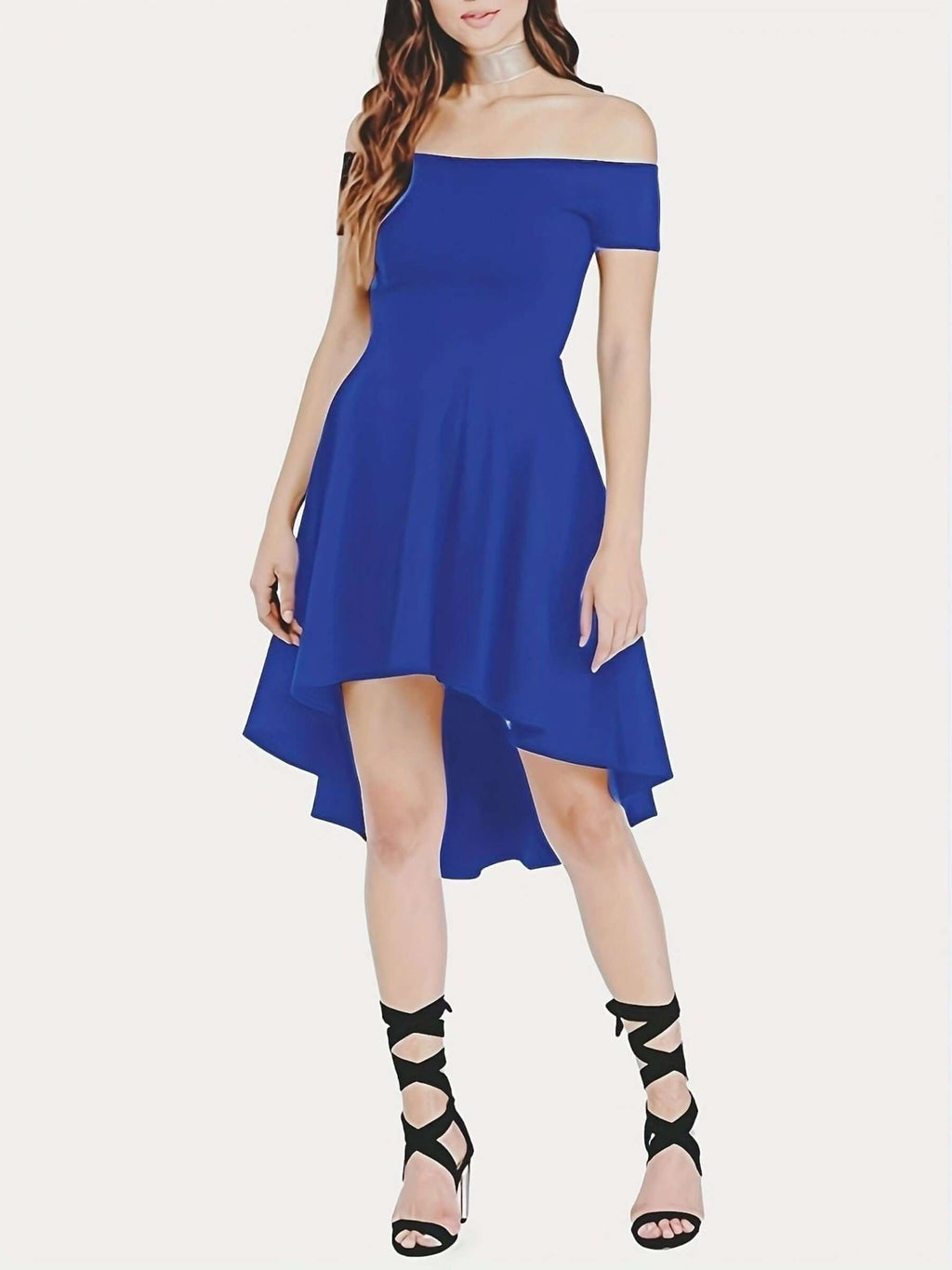Robe Haute-Basse à Épaules Dégagées