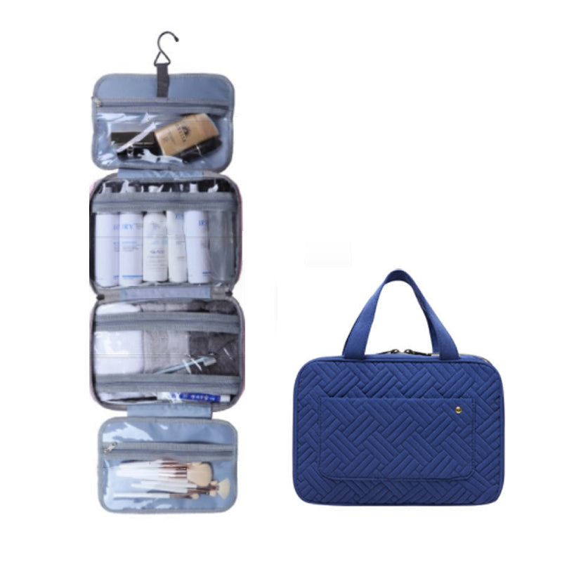 Travelique Organisateur de Voyage pour Cosmétiques | Compact & Résistant à l'eau | Avec 4 Compartiments & Crochet à 360° | Pour Femmes & Hommes