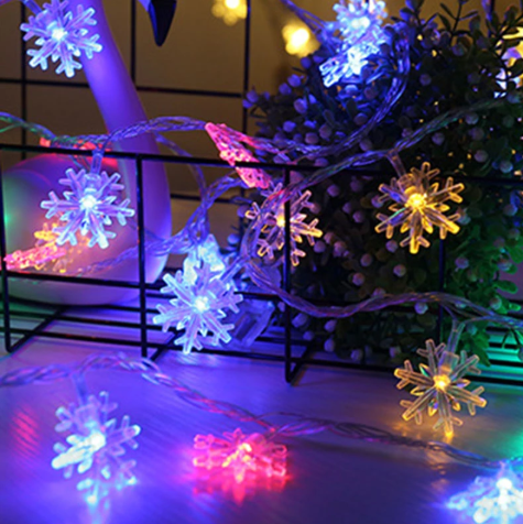 Guirlande LED de Noël avec Flocons de Neige – Lumière Blanche Chaude ou Colorée pour Intérieur & Extérieur