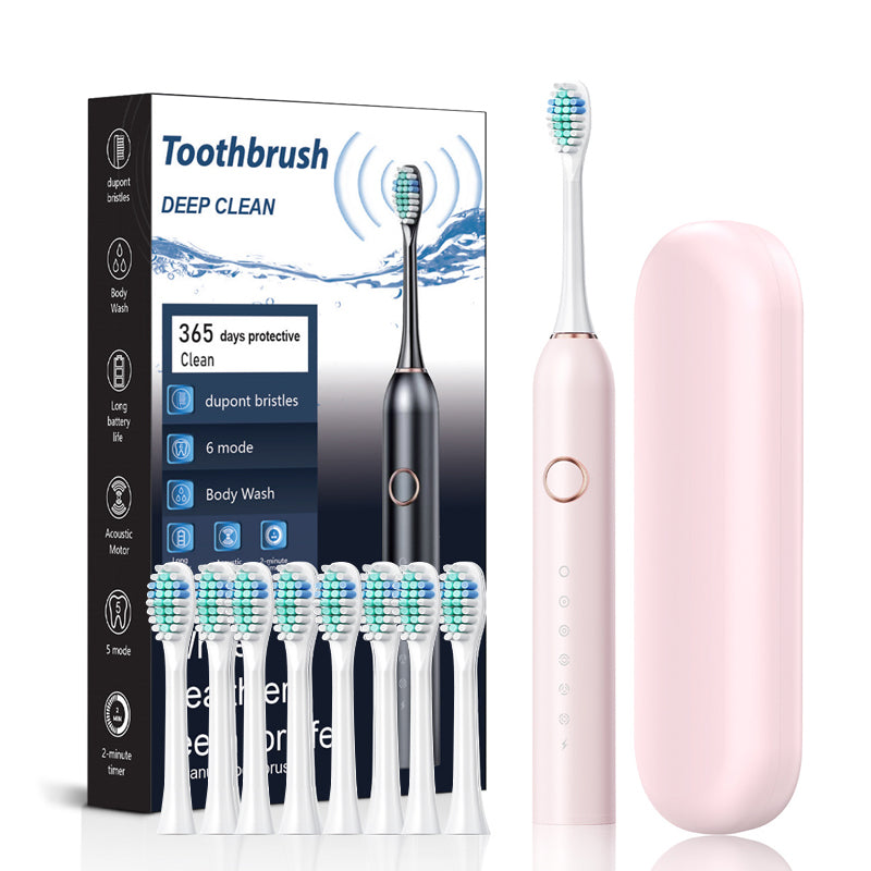 Skanto | Brosse à Dents Électrique Sonique | 6 Modes & Étanchéité IPX7 | Blanc, Noir, Rose