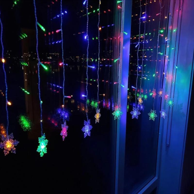 Éclairage de Rideau LED de Noël – Éclairage Festif Décoratif et Réutilisable