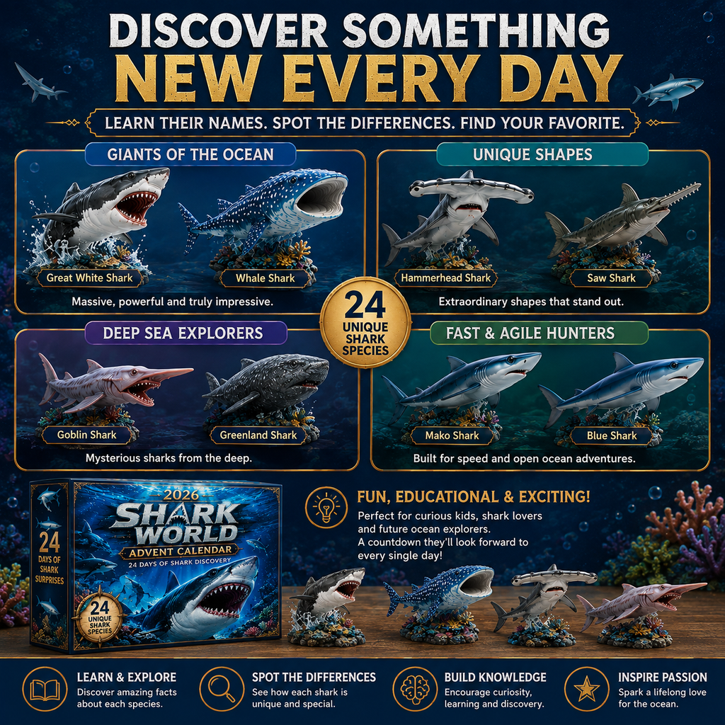 🔥50% De Réduction Aujourd'hui Seulement-🦈 Calendrier de l'Avent Shark World 2026