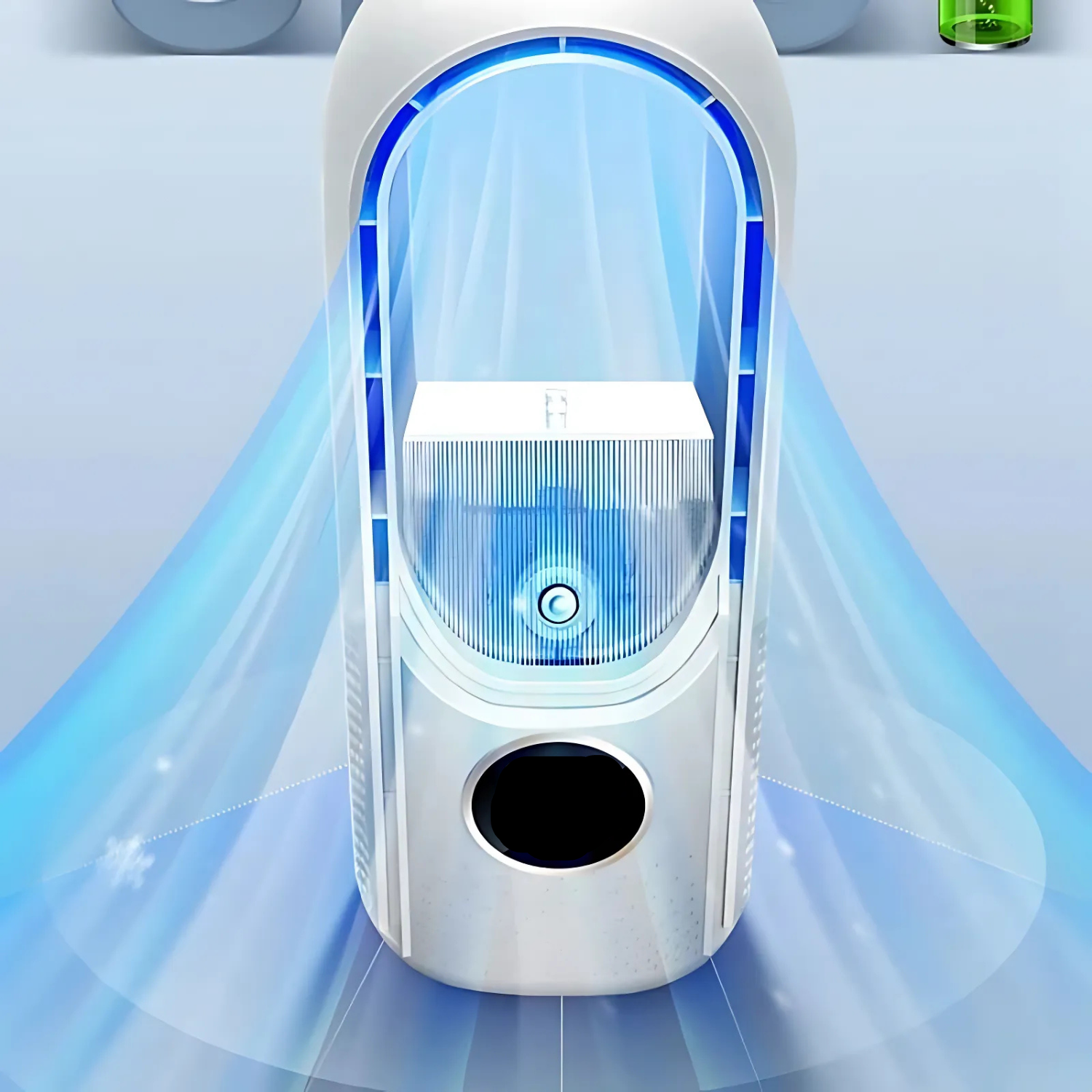 Airevo Refroidisseur d'Air | Ventilateur USB Sans Lame | 6 Niveaux | Silencieux & Avec Minuterie | Humidification de l'Air