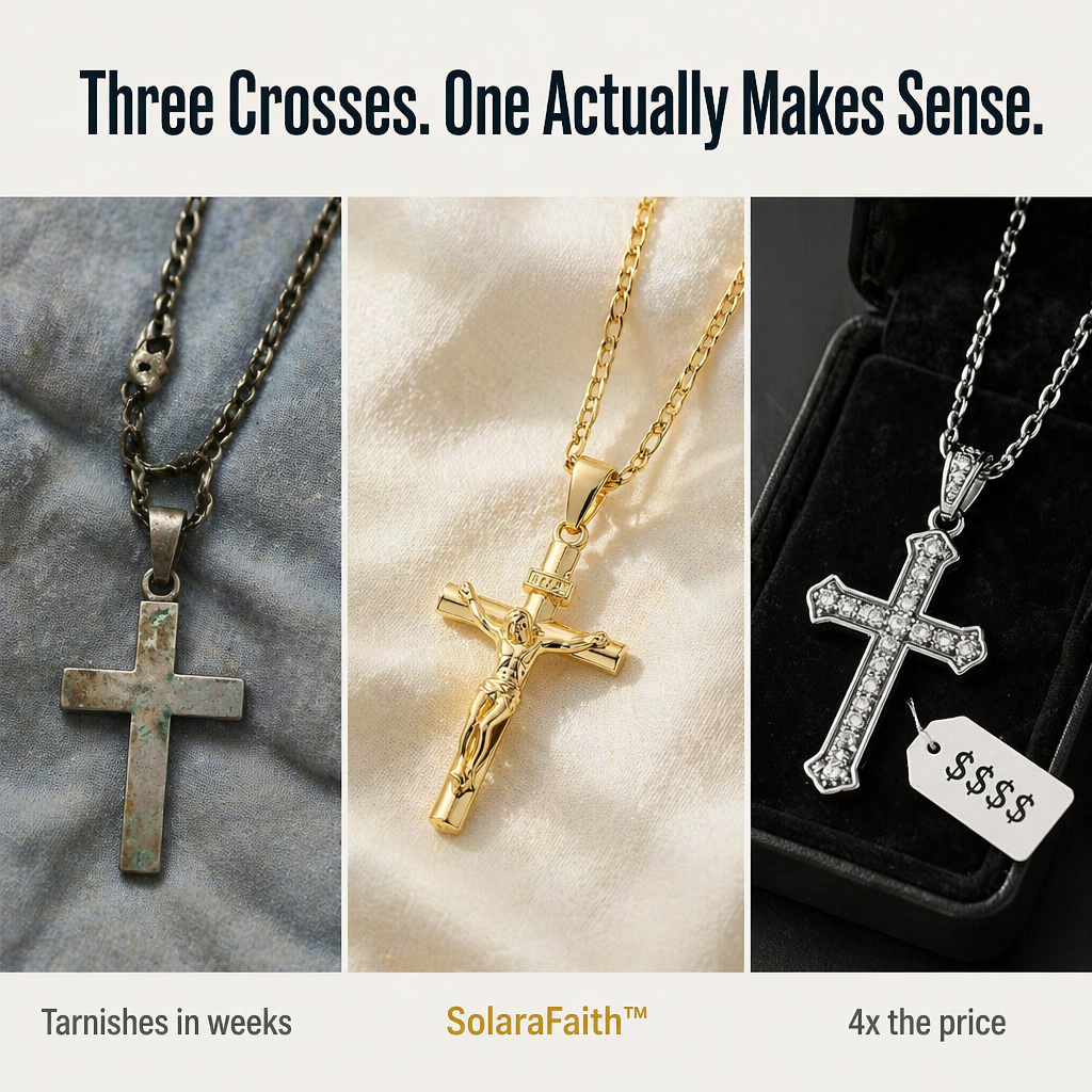 SolaraFaith™ — Portez un Crucifix Qui Ne S'oxyde Pas, Ne Se Brise Pas, et Ne Teint Pas Votre Cou en Vert