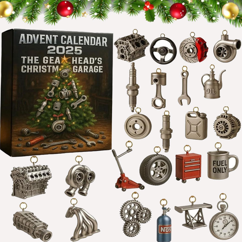 Calendrier de l'Avent Gearhead Garage | Comptez les jours jusqu'à Noël avec des surprises automobiles et des outils !