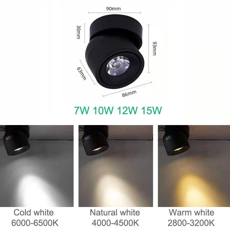 Projecteur LED dimmable en aluminium avec rotation à 340°