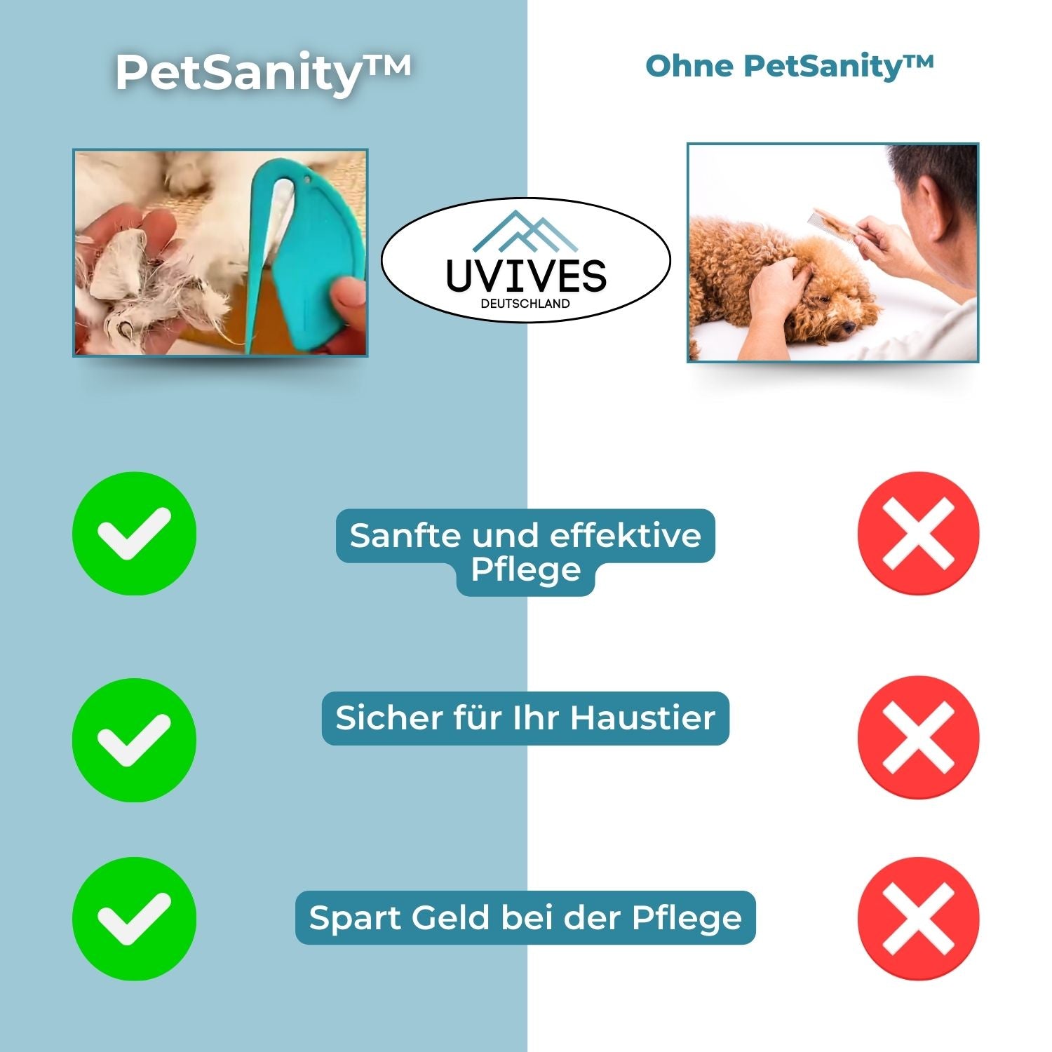 PetSanity - Le démêleur sûr, durable et efficace pour les chats et les chiens