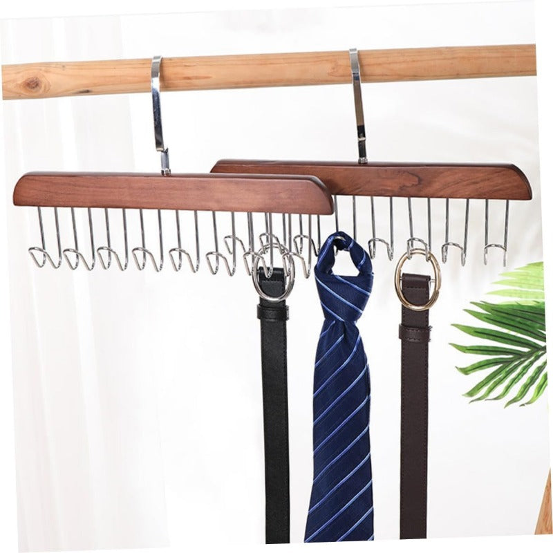 Porte-Cintres Multi-Crochets en Bois Massif et Acier HangTidy