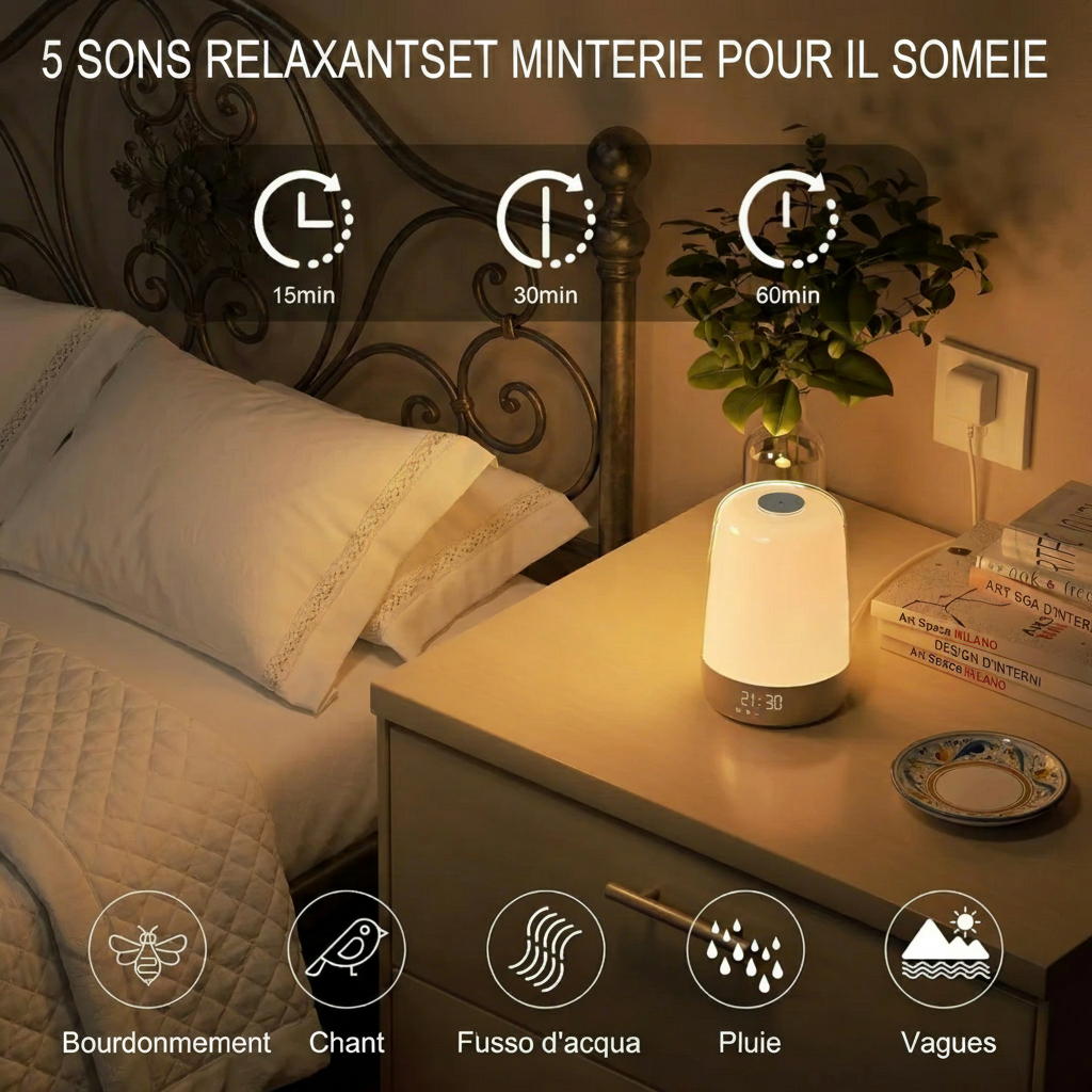 Réveil Lumineux avec Simulation de Lever et de Coucher de Soleil Lampe LED Intelligente