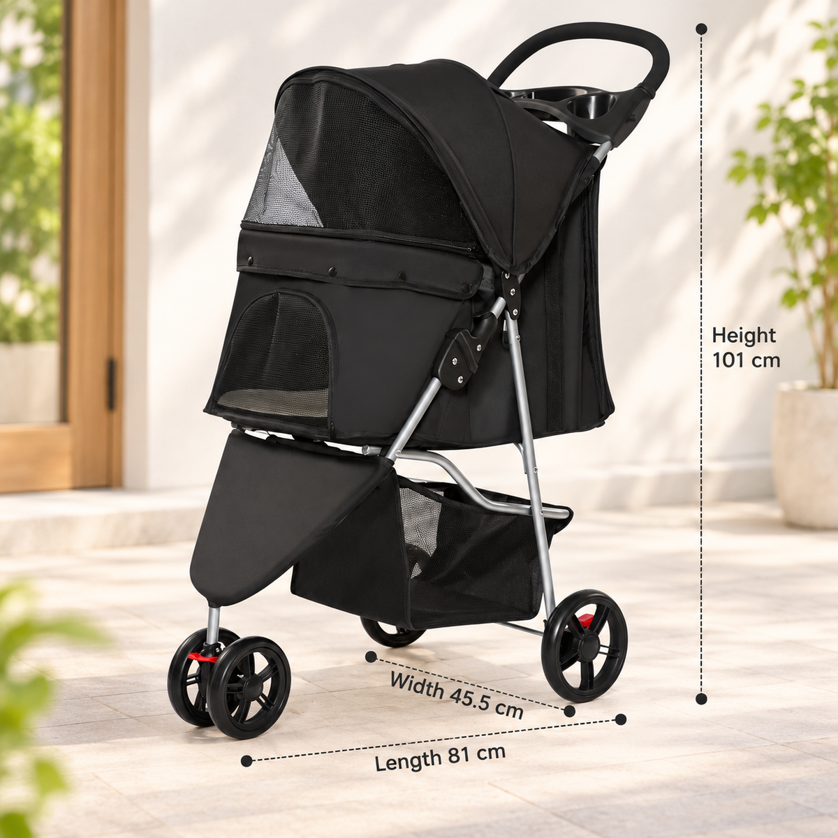 Poussette de Chien pour Aventure en Plein Air avec Roues et Rangement