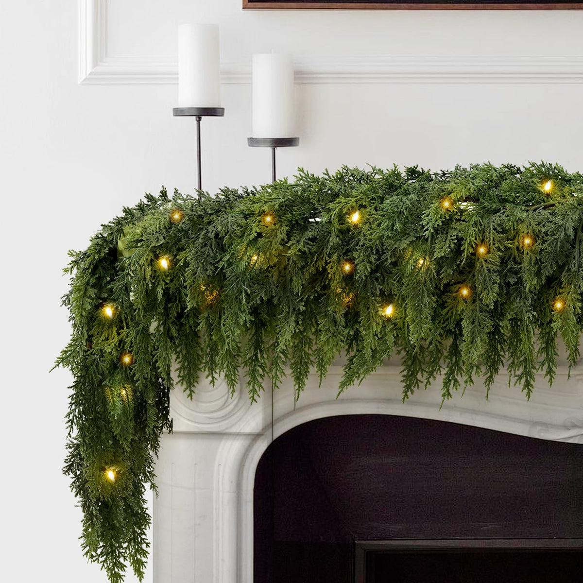 Guirlande de Noël avec éclairage LED blanc chaud – Branches de sapin réalistes