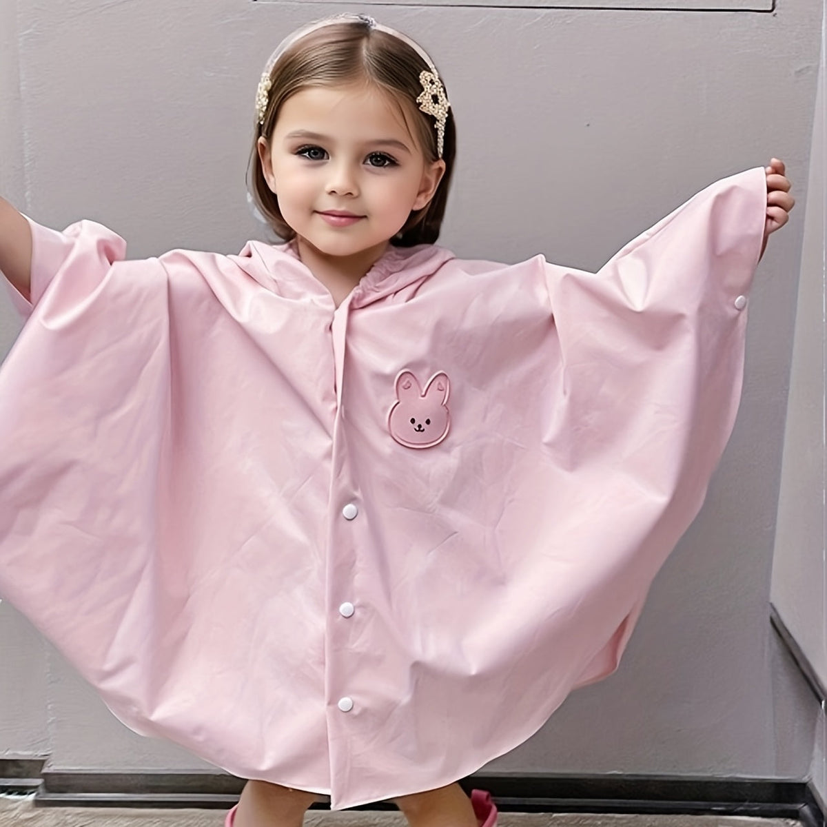 Veste de Pluie Enfant avec Capuche – Veste Imperméable avec Imprimé Ours ou Lapin