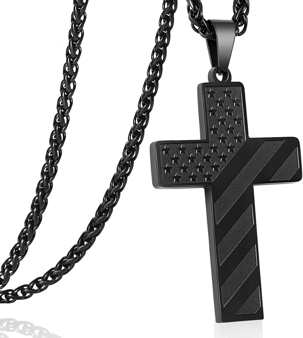 Collier Croix Drapeau Américain IronPride