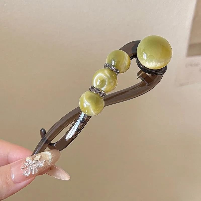 Élégant Clip à Cheveux en Perles de Rose Tordue