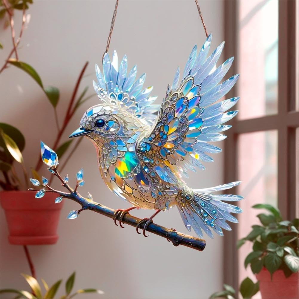 Ornement en Cristal Oiseau de Fenêtre – Décor Lumineux Réfléchissant pour la Maison